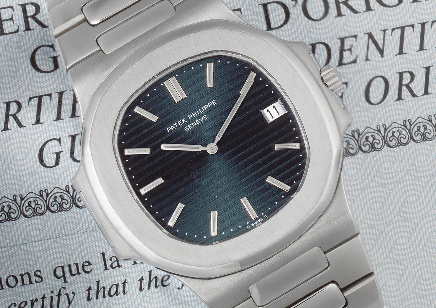 Launched in 1976, the first Nautilus was designed by Gerald Genta. Image courtesy of Bonhams